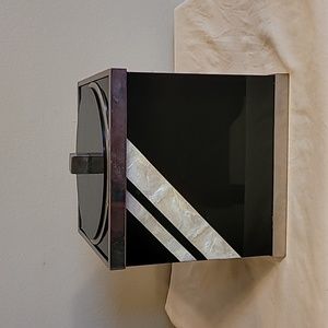 Mid Century Modern MCM Vintage Black Acrylic Square Ice Bucket Cooler Metal